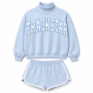 Women's Trackstar Logo <b>Long</b> <b>Sleeve</b> <b>Top</b> Shorts Matching Set Model TS-SET-086 - Product Image 1