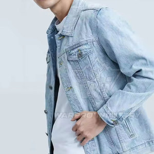 Veste en jean pour homme, coupe décontractée, effet délavé, style moderne, vêtement d'extérieur décontracté, mode quotidienne - Product Image 5