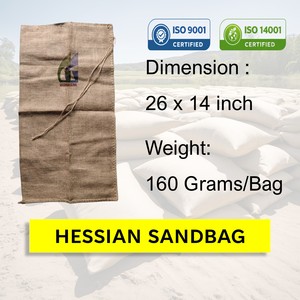 Sacos de arena de yute de Hesse de 26x14 pulgadas y 160 g para control de inundaciones, con boca de cierre robusta, proveedor mayorista Goodman Global Bangladesh - Product Image 2