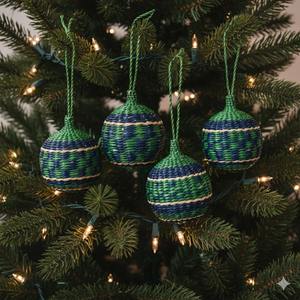 Ornement suspendu artisanal en herbe de mer pour sapin de Noël, décoration rustique naturelle en osier pour les fêtes, prix de gros Vietnam - Product Image 6