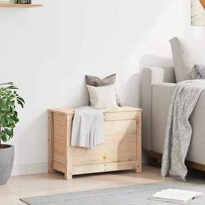 Caja de Almacenamiento Decorativa de Madera Maciza de Pino Natural, 23.6 x 12.6 x 17.9 Pulgadas - Product Image 3