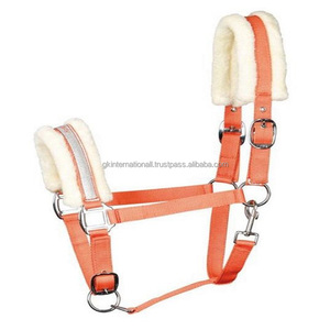 Piel acolchada caballo Halter visón acolchado Color azul caballo Nylon Halter ajustable cabeza Collar fabricante India - Product Image 6