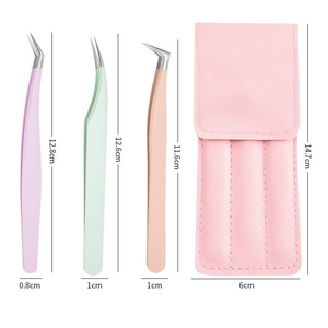 Ensemble de pinces à cils en acier inoxydable pour extensions de cils - Product Image 2