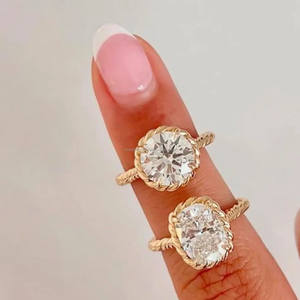 Bague de fiançailles et de mariage en moissanite de coupe ovale allongée, plaquée or, sertie de pierres en argent sterling, minimaliste, cadeaux d'anniversaire - Product Image 3