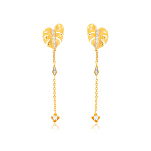 OEM ODM Tree of Life 14K Yellow Gold Plated <b>Dangle</b> <b>Earrings</b> | Trendy Lab Grown Round <b>Diamond</b> Jewelry for Women Wholesale - Product Image 1