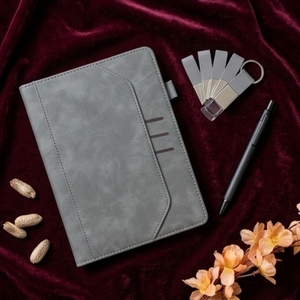 Agenda exécutif Aurelux RE045 en velours gris A5 multicolore, reliure de qualité supérieure, 192 pages, stylo inclus, usage professionnel, logo personnalisé - Product Image 2