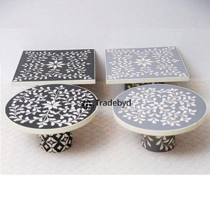 Soporte para Pastel Decorativo Hecho a Mano, Ecológico, de Forma Rectangular, con Incrustaciones de Hueso de Diseño, Calidad Premium, por Tradebyd - Product Image 6