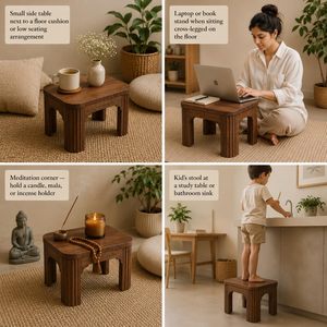 <b>Wood</b> Scalloped Stepping <b>Stool</b> | <b>Step</b> <b>Stool</b>, Plant Stand, Footrest & Accent Piece - Product Image 5