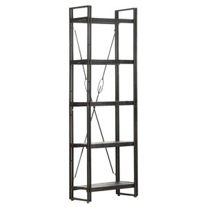 Librería Mediana Negra de Madera de Mango Maciza con Acabado Rústico de Acero con Recubrimiento en Polvo - Product Image 6