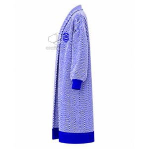 เสื้อคลุมคาร์ดิแกนไหมพรมลายก้างปลาแบบยาวสำหรับผู้หญิง Zeta Phi Beta Sorority  แบบเปิดด้านหน้า ปักลายที่ปลายแขนเสื้อ  พร้อมขอบแขนเสื้อแบบริบ - Product Image 3