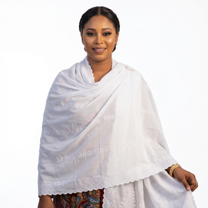 Women's White Cotton for Voile Hijab Lace Embroidered Lightweight Breathable Floral Ethnic Scarf Daily Winter Wear <b>Wrap</b> - Product Image 1