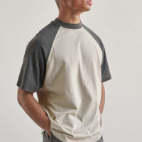 T-shirt Raglan Unisexe Oversize Personnalisé de Haute Qualité 100 % Coton avec Coutures Contrastées Coupe Boxy Vierge
