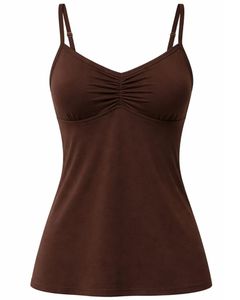 Débardeur Femme Marron Chocolat Coupe Ajustée Bretelles Réglables Extensible Décontracté Basique Été Confortable Quotidien - Product Image 3