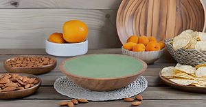 Bol décoratif artisanal en bois de manguier pour servir des fruits secs, des chips, des gâteaux, sur la table basse, le comptoir, ou comme vaisselle de cuisine. - Product Image 2