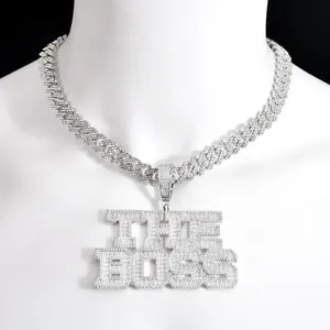 <b>Custom</b> Iced Out Baguette <b>Name</b> Pendant Gold Finish VVS Moissanite Personalized Hip Hop Statement <b>Necklace</b> Jewelry for Men Women - Product Image 2