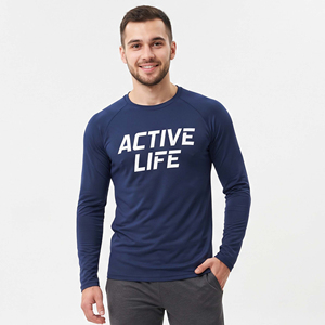 Nouvel Arrivage 2026 T-shirt de Yoga Imprimé pour Homme 100% Polyester Spandex, T-shirt d'Entraînement Séchage Rapide, T-shirt Décontracté à Manches Longues pour Homme - Product Image 2