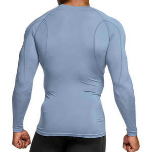 T-shirt de compression à manches longues pour homme, col rond, manches raglan, coupe ajustée, couleur unie, par Shahas International - Product Image 6