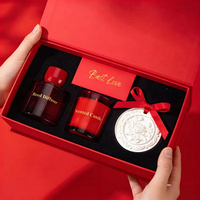 Set Hadiah Aromaterapi Kotak Mewah Hijau Dengan Botol Semprot Lilin Diffuser Reed Pita untuk Hadiah Liburan Perusahaan