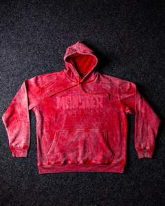 Sweat à capuche homme 100% coton de haute qualité, rouge uni, délavé à l'acide, léger et respirant pour l'hiver, avec impression personnalisée et poche kangourou sur le devant - Product Image 1