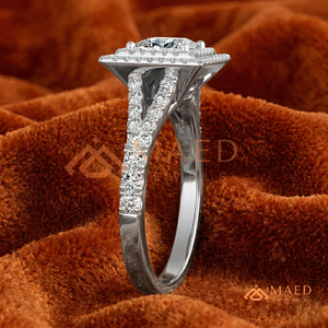 925 Sterling Silver Princess Cut Moissanite/Diamond Engagement <b>Ring</b> for Women, Double Halo Pave Diamond <b>Split</b> Shank <b>Ring</b> - Product Image 2