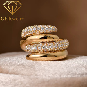 18K Rose Gold Tango Style Intertwined Lab Grown Diamond Wrap <b>Ring</b> Vintage <b>Stacked</b> Statement Band For Women - Product Image 2