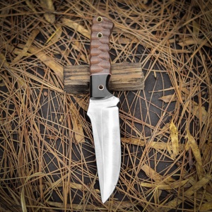 Cuchillos de caza de hoja fija de acero 12C27 con mango de palisandro serrado, bolster negro, punta de gota, Skinner, EDC, para camping, con funda, directo de fábrica - Product Image 4