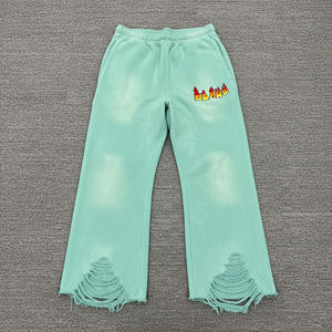 Pantalon de survêtement décontracté pour homme, personnalisé OEM, 100% coton, coupe ample, style streetwear, séchage rapide, écologique, effet vieilli - Product Image 1