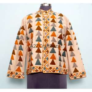 Veste Cotrise pour tous les festivals, broderie style bohème cousue à la main, manteau de festival bohème, style vintage décontracté, pour les vacances, la plage et les soirées - Product Image 1