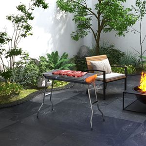 Griglia per Barbecue portatile in acciaio inox da 28 \ "Design pieghevole per Shish Kabob da campeggio-argento - Product Image 2
