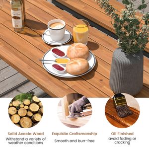 Conjunto de Comedor para Exteriores - Mesa y Banco de Madera de Acacia con Diseño Plegable - Perfecto para Patio, Jardín, Piscina - Sin Necesidad de Ensamblaje - Product Image 2