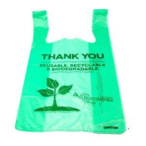 Bolsas de compras de plástico biodegradable verde duradero OXO con asas de camiseta para embalaje de comestibles al por menor - Product Image 2