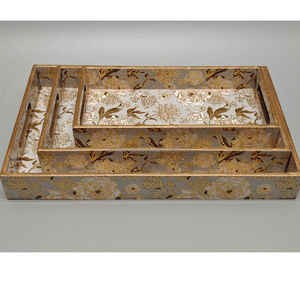 Plateau en bois très exigeant fabriqué à la main ensemble de plateau de service de nourriture imprimé moderne plateau de service en bois de bambou - Product Image 3