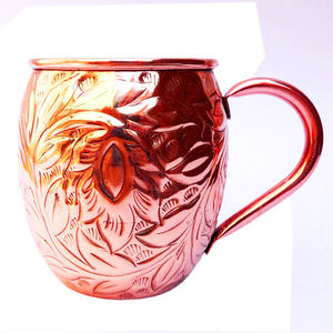 Tasse à café en cuivre artisanale Daystar Trade, gravée, finition martelée, écologique, avec poignée, tasse décorative haut de gamme pour la maison et la cuisine - Product Image 2