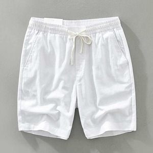 Shorts de Playa para Hombre, Blancos, de Algodón, con Cordón, Cintura Alta, Diseño Floral, Tejido Transpirable, Secado Rápido, 220g, Traje de Baño - Product Image 1