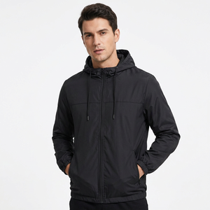 <b>Men's</b> Hooded Windproof Casual <b>Jacket</b> Autumn Outdoor Sports Zipper Closure Solid Color Polyester Lightweight Breathable Coat - Product Image 2