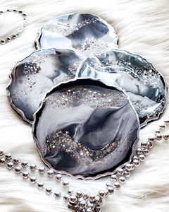 Handmade Resin <b>Coaster</b> <b>Set</b> With Colorful Abstract Design For Artistic Home Decor - Product Image 1