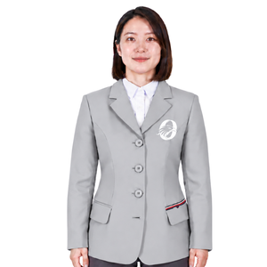 เสื้อแจ็คเก็ตขี่ม้าสีเทาอ่อนสำหรับผู้หญิง ทรงเข้ารูป สไตล์เบลเซอร์ สำหรับการแข่งขันขี่ม้าระดับมืออาชีพ รับผลิตตามสั่ง ขายส่ง - Product Image 1