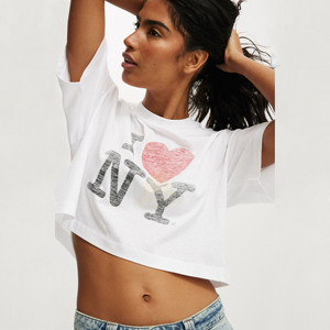 T-shirt court d'été pour femme, ourlet asymétrique, respirant, coupe régulière, 100 % coton écologique, style décontracté urbain, imprimé sérigraphié - Product Image 4