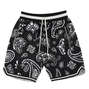 Pantalones Cortos Deportivos de Malla Azul Claro con Estampado Paisley para Hombre, con Cordón Ajustable, Bolsillos con Cremallera, Ropa Deportiva Informal de Verano - Product Image 3