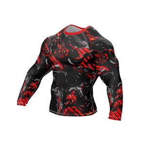 เสื้อรัดกล้ามเนื้อสำหรับกีฬาขายดีที่สุด แบบสั่งทำพิเศษสำหรับ Bjj พิมพ์ลายสีพื้น สำหรับผู้ชาย MMA แห้งเร็ว ผลิตจากผ้าสแปนเด็กซ์/โพลีเอสเตอร์ แขนยาว ราคาขายส่ง - Product Image 2