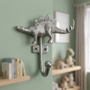 Beads Art Stegosaurus Wall Hook Metal Single Cartoon Animal Design Children's <b>Coat</b> Hanger Multifunction Anti Rust Wall Mounted - Product Image 4