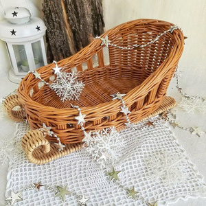 Christmas Basket Rattan Wicker Sleigh Home Decor Holiday Fruit Basket Gift <b>Candy</b> Basket - Product Image 5