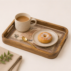 Premium Handcrafted Eco-friendly Modern Floral Wooden Serving Tray Decorative Platter for Wedding <b>Home</b> Decor - Product Image 2