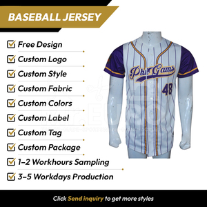 Camiseta de Béisbol Personalizada Phi Gams a Rayas, 100% Poliéster, Manga Corta, Cuello en V, Cierre de Botones, Secado Rápido, Sublimada, Unisex para Adultos - Product Image 2