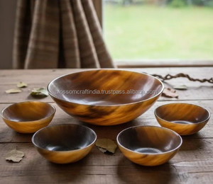 ชามทำจากเขาสัตว์ธรรมชาติคุณภาพสูง งานฝีมือทำมือ เหมาะสำหรับเสิร์ฟสลัด ของว่าง ใช้ในห้องครัว ตกแต่งโต๊ะอาหาร - Product Image 2
