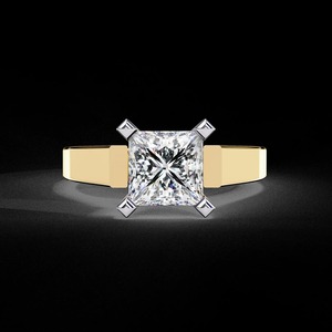 Anillo de Moissanita con Corte Princesa, Anillo de Compromiso de Plata de Ley 925, Anillo Cuadrado de 6.5mm, Anillo de Novia Moderno - Product Image 2