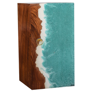 Vase en résine motif vague océanique, urne décorative unique en bois faite à la main, présentoir commémoratif en époxy pour cendres à domicile et au bureau par AYAANS - Product Image 2