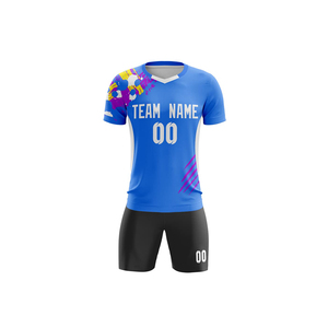 Nouveaux uniformes de football personnalisés de haute qualité pour adultes, ensemble respirant, séchage rapide, antibactérien, manches courtes, col en V, 100% polyester - Product Image 2