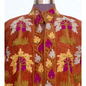 Veste florale brodée artisanale pour femme, style ethnique, doublée coton, pour automne/hiver, avec logo frontal, style bohème - Product Image 3