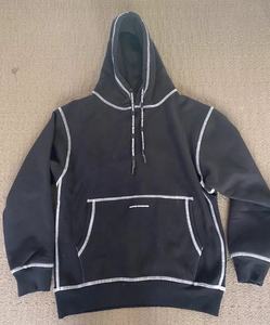 3D personnalisé pour la broderie 100% coton hiver hommes femmes sweat à capuche surdimensionné Hip Hop unisexe lavage à l'acide point contrasté sweat à capuche - Product Image 3